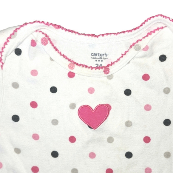 CARTERS White Onesie with Heart and Polka-Dots - Picture 2 of 3